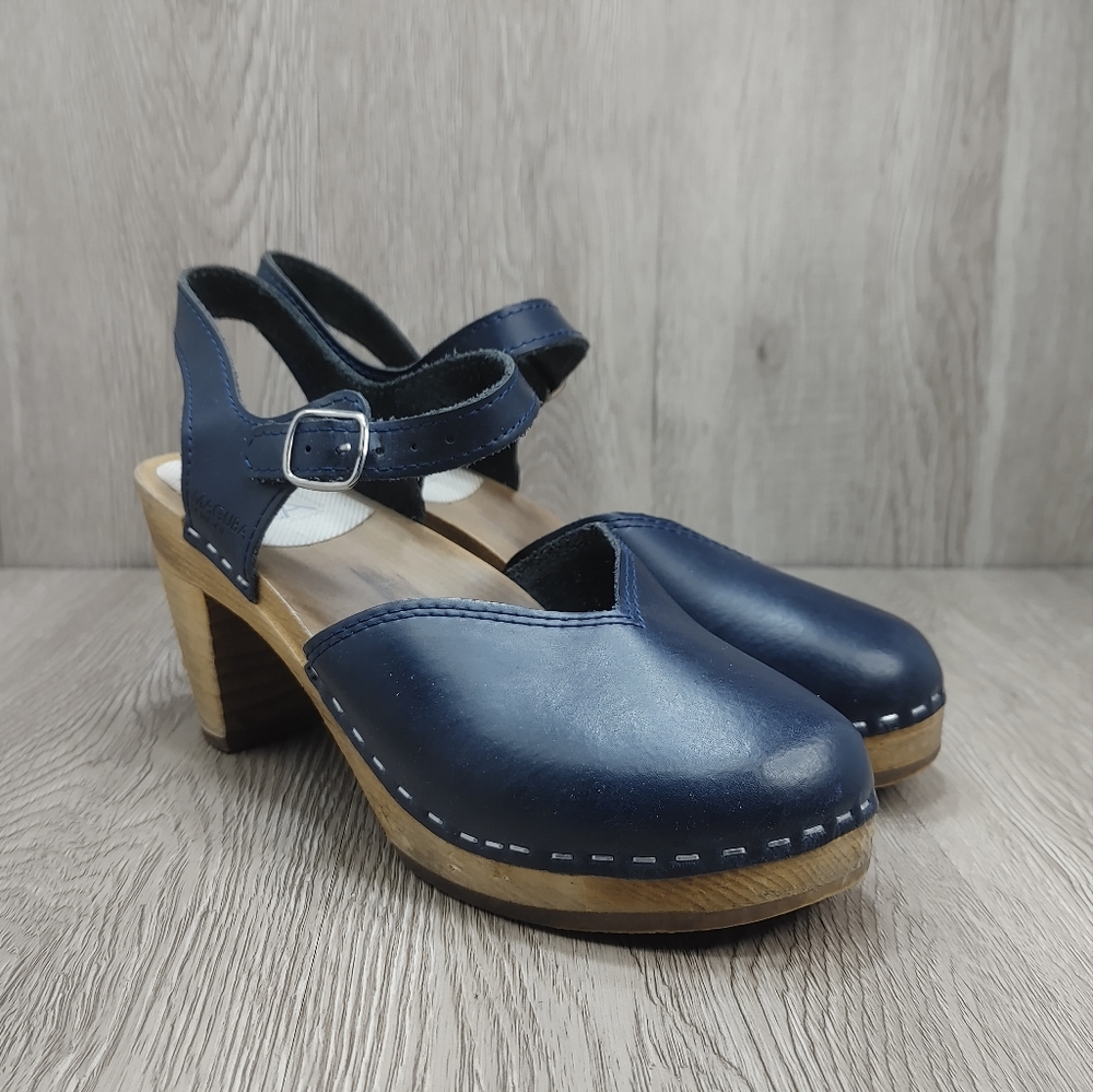 Maguba of Sweden Clog Florence Navy blue Closed Toe Ankle Strap EU 38 Wooden